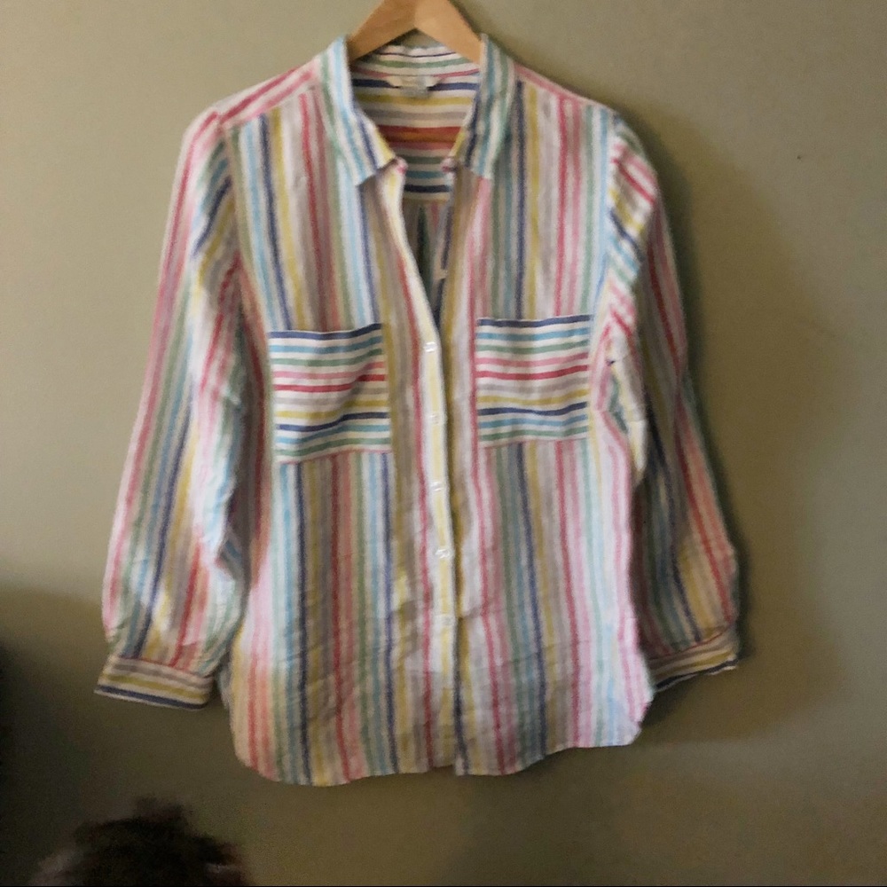 Boden The Linen button up shirt - Candy Stripe  XL